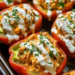 Buffalo Chicken Stuffed Peppers - Dairy Free & Low Carb