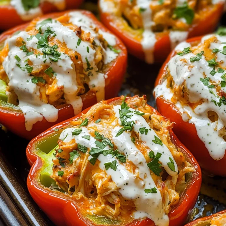 Buffalo Chicken Stuffed Peppers - Dairy Free & Low Carb
