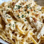 Creamy Crockpot Garlic Parmesan Chicken Pasta