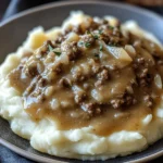 Delicious chicken chicken hamburger Gravy Over Mashed Potatoes