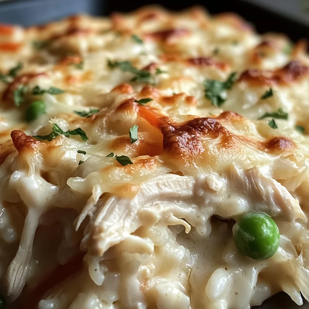 Dump-and-Bake Chicken Alfredo Rice Casserole Recipe