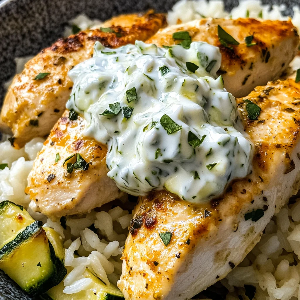 Easy Chicken Tzatziki Rice Bake