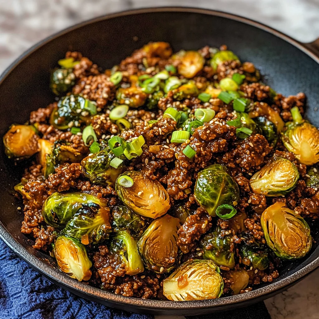 Ground Beef and Brussels Sprouts