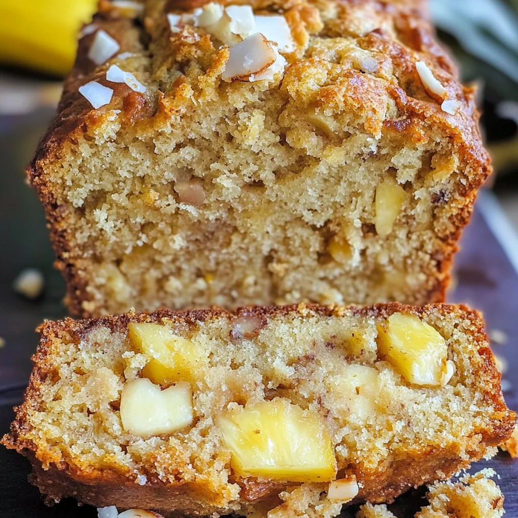 Hawaiian Banana Bread with Pineapple, Coconut & Macadamia Nuts