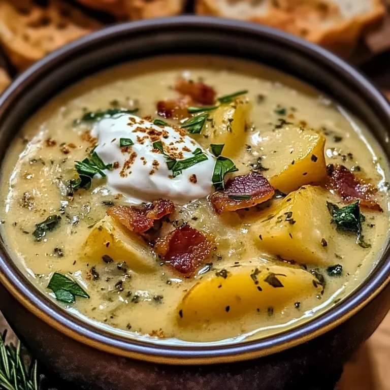 Hearty Cheddar Garlic Herb Potato Soup Recipe
