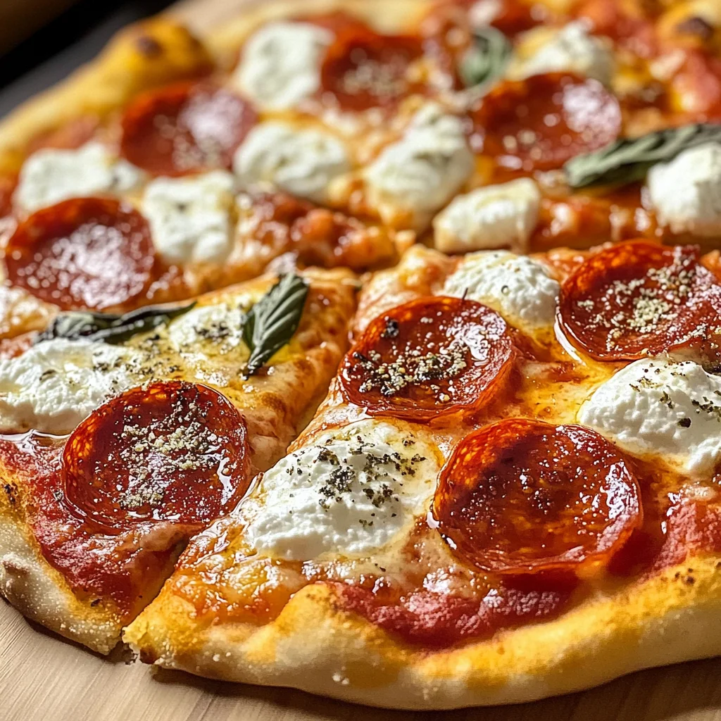 Hot Honey Pepperoni Ricotta Pizza : Sweet and Spicy