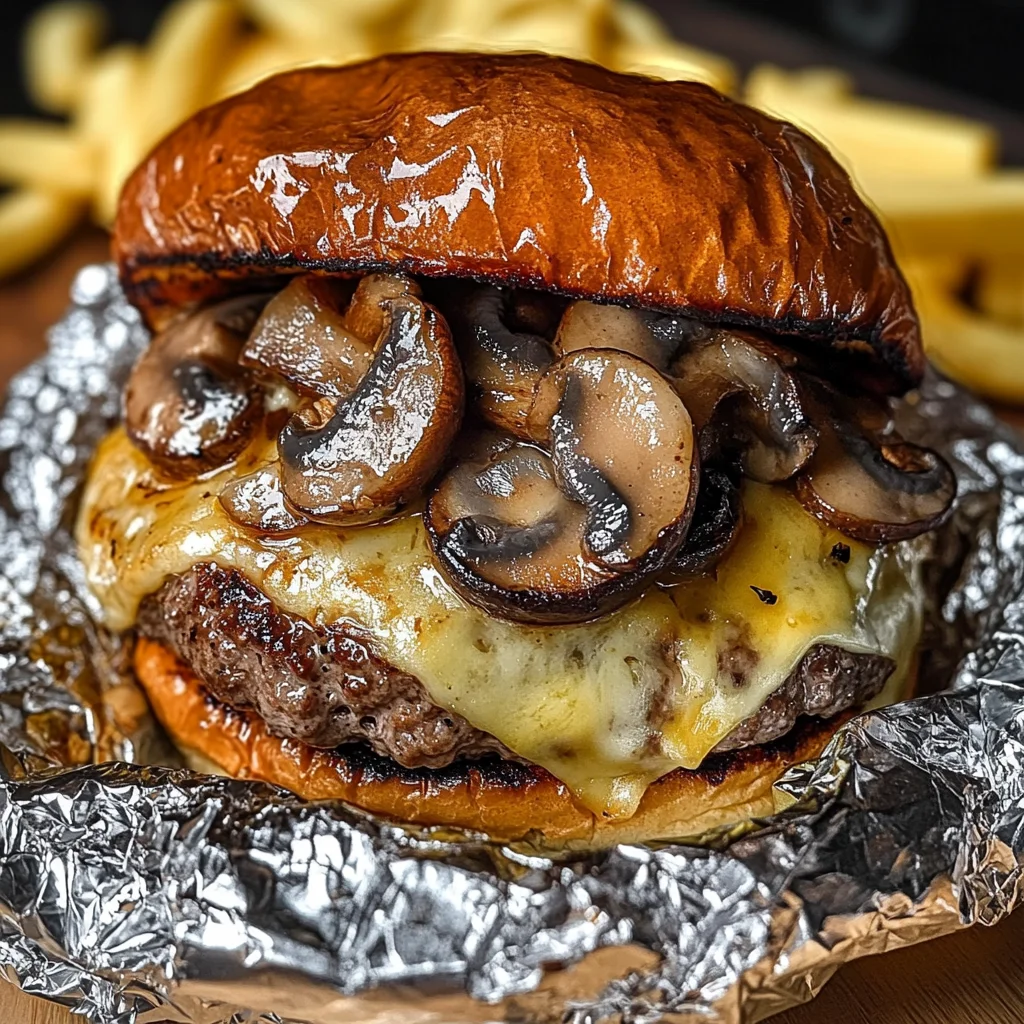 Mushroom and Swiss Burger Foil Packets