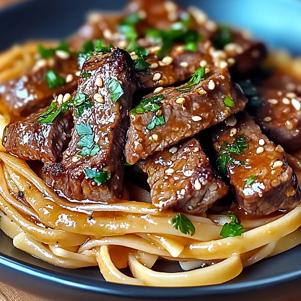 Sweet and Spicy Garlic Steak Pasta