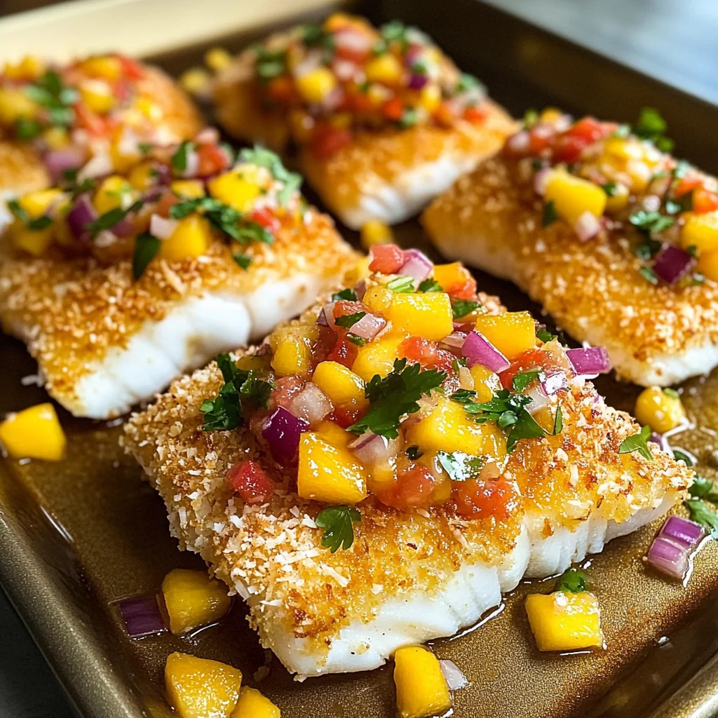 Tropical Coconut Crusted Fish with Mango Salsa