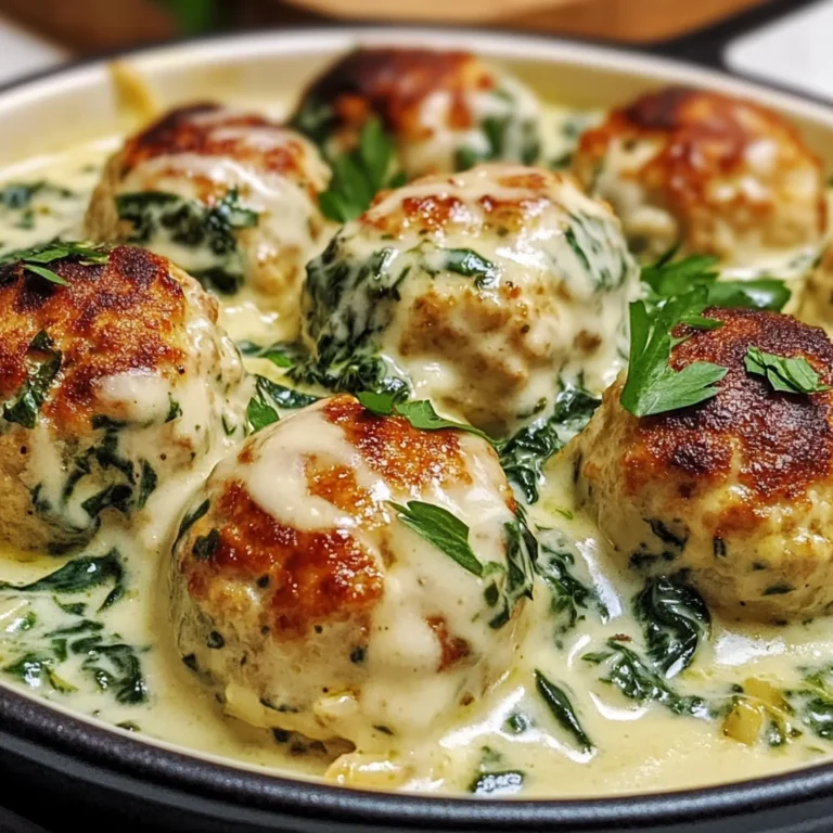 Baked Chicken Ricotta Meatballs with Spinach Alfredo Sauce