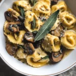 Cheese Tortellini with Butter, Mushrooms, and Crispy Sage