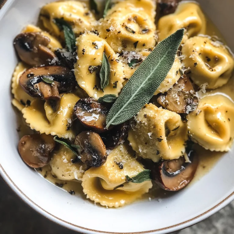 Cheese Tortellini with Butter, Mushrooms, and Crispy Sage