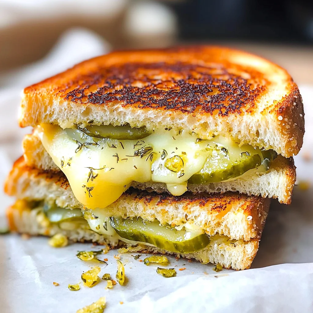 Crispy Dill Pickle Grilled Cheese Sandwich - theamazingfood
