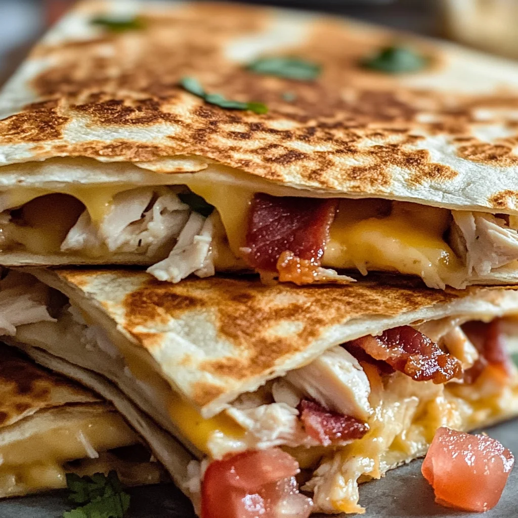 Easy Chicken Turkey Bacon Ranch Quesadilla