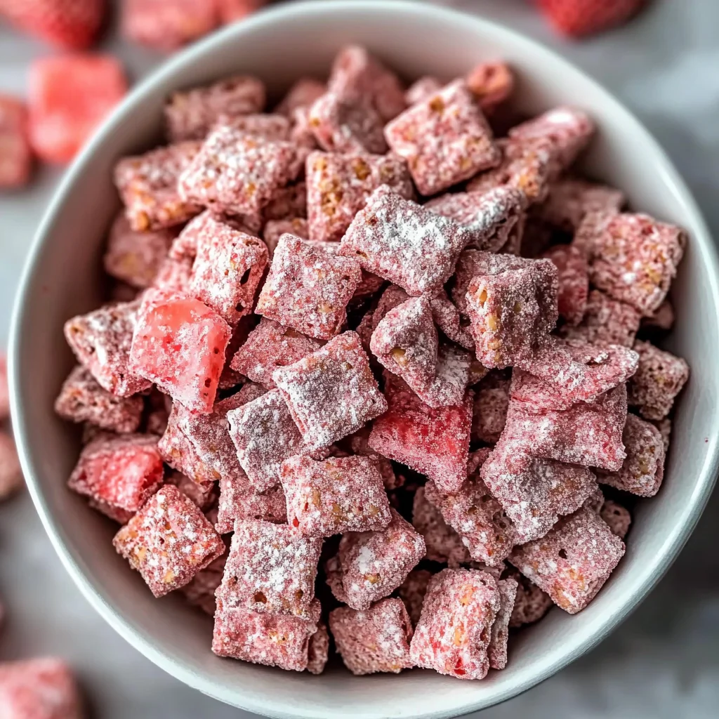 Easy Strawberry Shortcake Puppy Chow