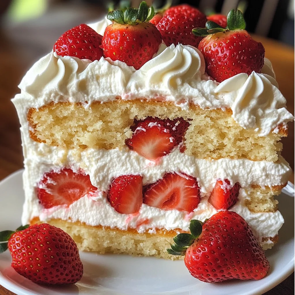 Moist Strawberry Shortcake Cake with Whipped Cream Frosting