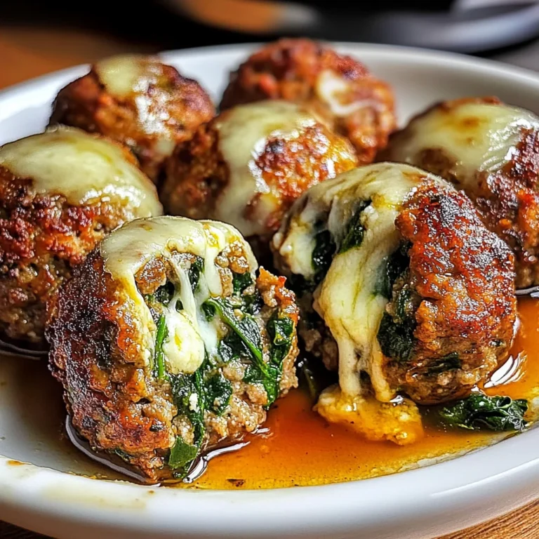 Spinach Garlic Meatballs Stuffed with Mozzarella